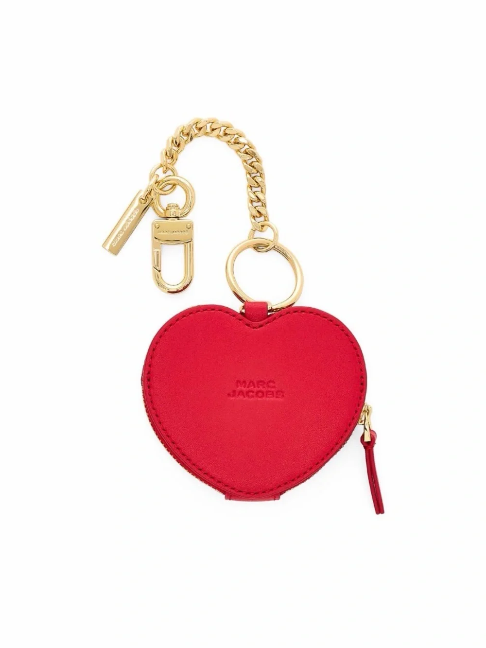 Marc Jacobs Red Heart Keyring Coin Pouch with Gold Hardware